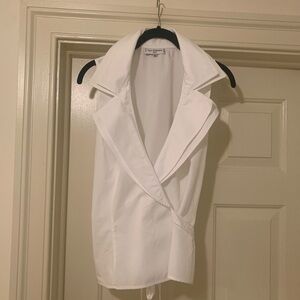 Anne Fontaine crisp white sleeveless wrap blouse. European sz 44
